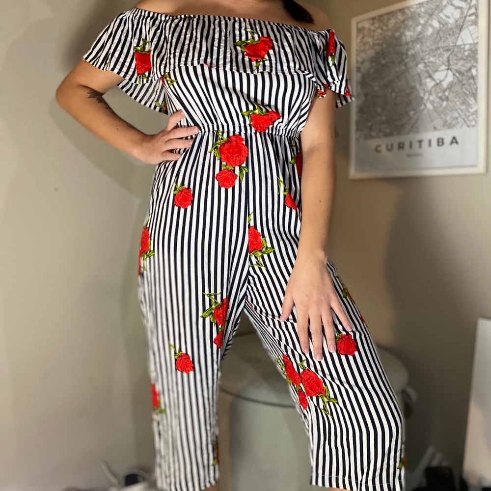 Floral striped jumpsuit